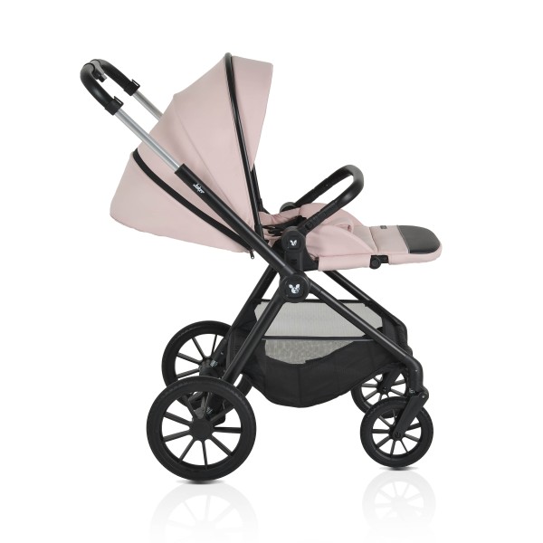 Cărucior 3in1 Cangaroo Joker Rose, Cadru Aluminiu, Scaun Auto i-SIZE Inclus, Pliere Semiautomată, Copertină UV50+, 0-4 Ani