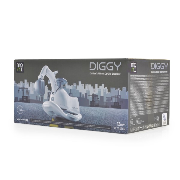 Excavator multifuncțional copii Moni Diggy 4 în 1, mașinuță, balansoar, oliță, 12 luni+, 25 kg