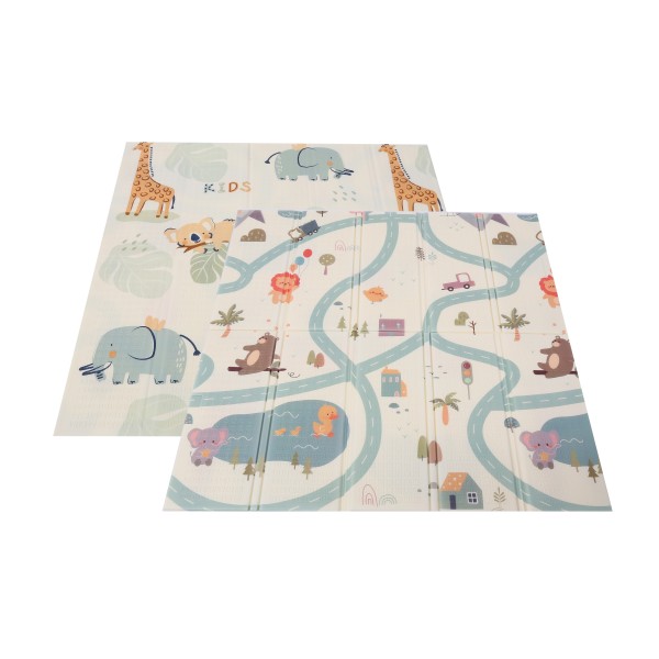Țarc de joacă Moni GameZone Green, 6-36 luni, 200x180 cm, covoras XPE, bile colorate, cos baschet, pliabil