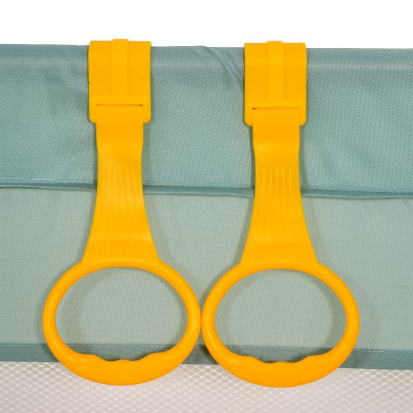 Țarc de joacă Moni GameZone Mint, 6-36 luni, 200x180 cm, covoras XPE, bile colorate, cos baschet, pliabil