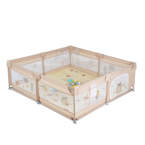 Spatiu de joaca copii Moni GameZone, 6-36 luni, 200x150 cm, covoras XPE, bile, cos baschet, pliabil