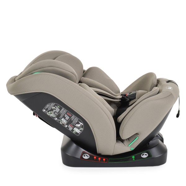 Scaun Auto Moni Aventura Beige 40-150 cm R129 i-Size, 0-12 ani, Pozitie somn, Protecție Laterală