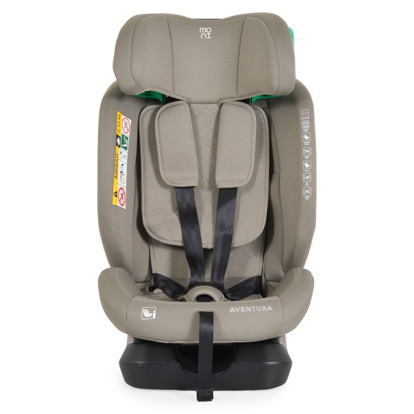 Scaun Auto Moni Aventura Beige 40-150 cm R129 i-Size, 0-12 ani, Pozitie somn, Protecție Laterală