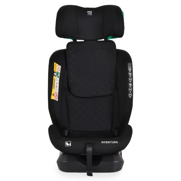 Scaun Auto Moni Aventura Black 40-150 cm R129 i-Size, 0-12 ani, Pozitie somn, Protecție Laterală
