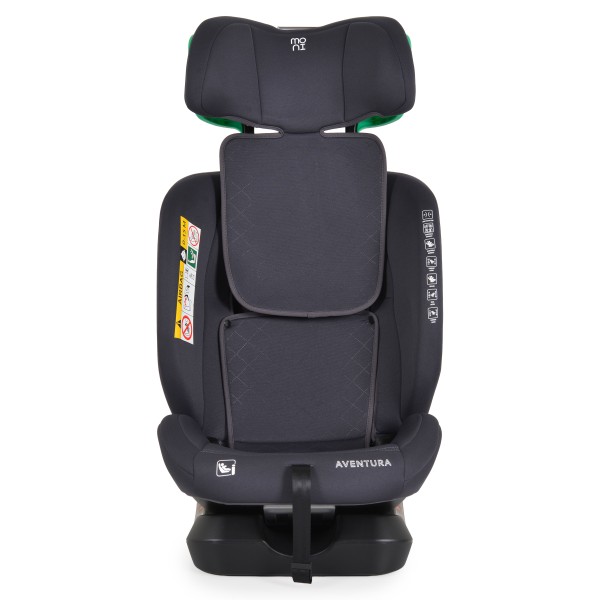 Scaun Auto Moni Aventura Grey 40-150 cm R129 i-Size, 0-12 ani, Pozitie somn, Protecție Laterală