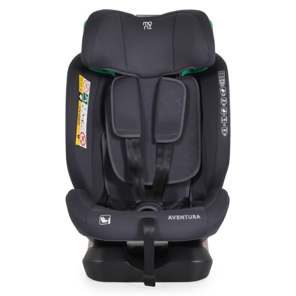 Scaun Auto Moni Aventura Grey 40-150 cm R129 i-Size, 0-12 ani, Pozitie somn, Protecție Laterală