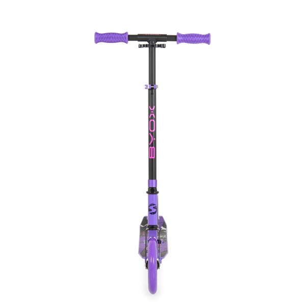 Trotineta Pliabila Byox Storm Liliac din Aluminiu, Ghidon Reglabil 90-99 cm, 6+ Ani, Max 100 kg, Roti 200 mm