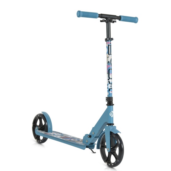 Trotineta Pliabila Byox Monster Blue, 6+ Ani, Roti LED 200 mm, Ghidon Reglabil 84-97 cm, ABEC-7, Max 100 kg