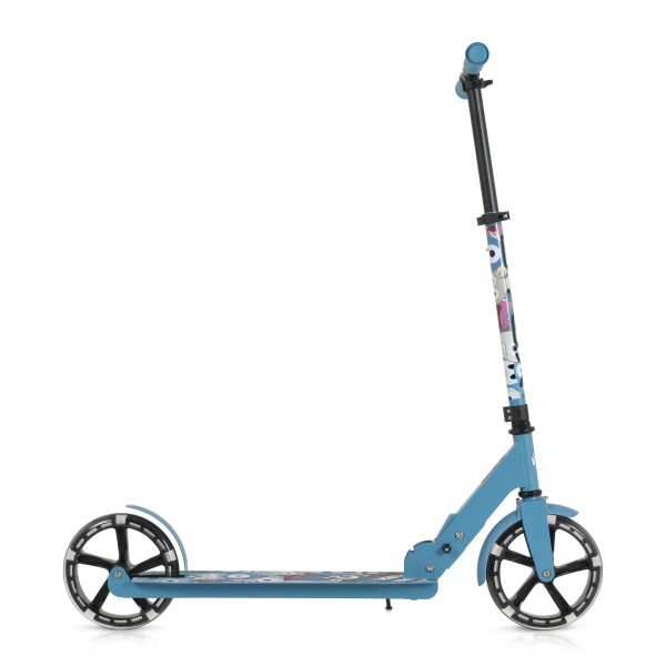 Trotineta Pliabila Byox Monster Blue, 6+ Ani, Roti LED 200 mm, Ghidon Reglabil 84-97 cm, ABEC-7, Max 100 kg