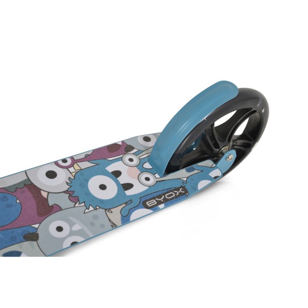 Trotineta Pliabila Byox Monster Blue, 6+ Ani, Roti LED 200 mm, Ghidon Reglabil 84-97 cm, ABEC-7, Max 100 kg