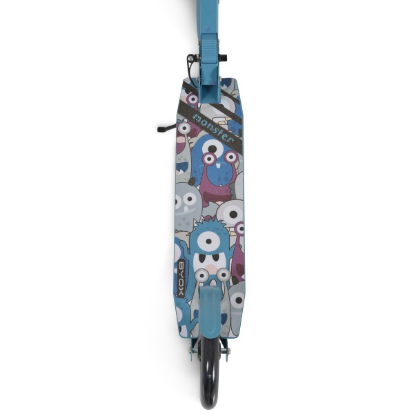 Trotineta Pliabila Byox Monster Blue, 6+ Ani, Roti LED 200 mm, Ghidon Reglabil 84-97 cm, ABEC-7, Max 100 kg