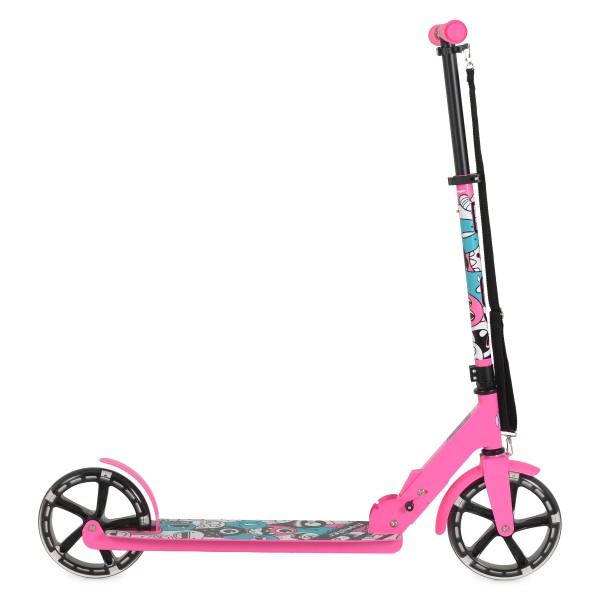Trotineta Pliabila Byox Monster Pink, 6+ Ani, Roti LED 200 mm, Ghidon Reglabil 84-97 cm, ABEC-7, Max 100 kg