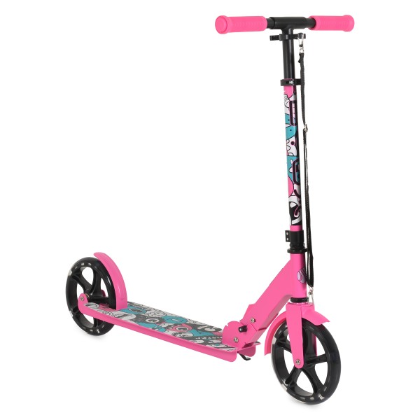 Trotineta Pliabila Byox Monster Pink, 6+ Ani, Roti LED 200 mm, Ghidon Reglabil 84-97 cm, ABEC-7, Max 100 kg