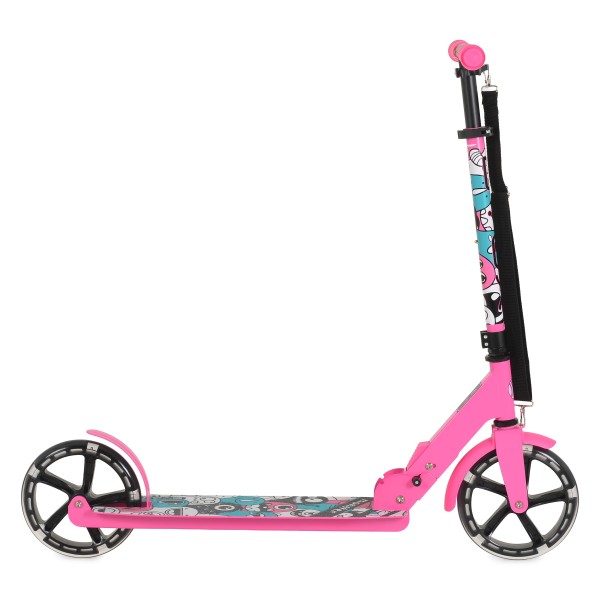 Trotineta Pliabila Byox Monster Pink, 6+ Ani, Roti LED 200 mm, Ghidon Reglabil 84-97 cm, ABEC-7, Max 100 kg