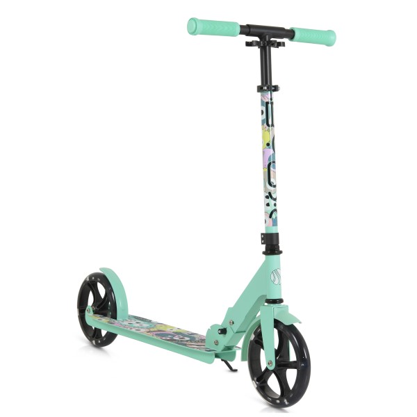 Trotineta Pliabila Byox Monster Green, 6+ Ani, Roti LED 200 mm, Ghidon Reglabil 84-97 cm, ABEC-7, Max 100 kg