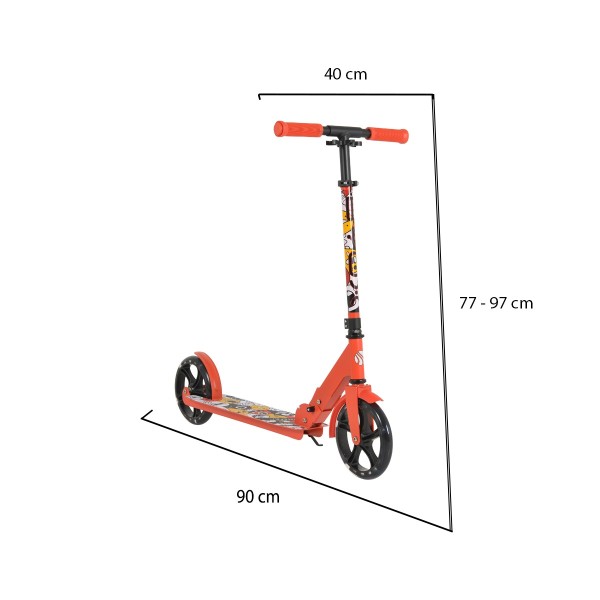 Trotineta Pliabila Byox Monster Red, 6+ Ani, Roti LED 200 mm, Ghidon Reglabil 84-97 cm, ABEC-7, Max 100 kg
