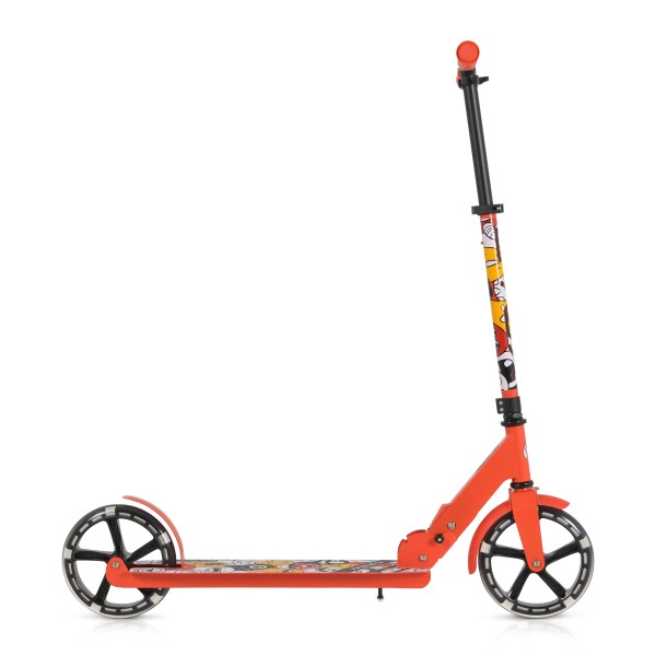 Trotineta Pliabila Byox Monster Red, 6+ Ani, Roti LED 200 mm, Ghidon Reglabil 84-97 cm, ABEC-7, Max 100 kg