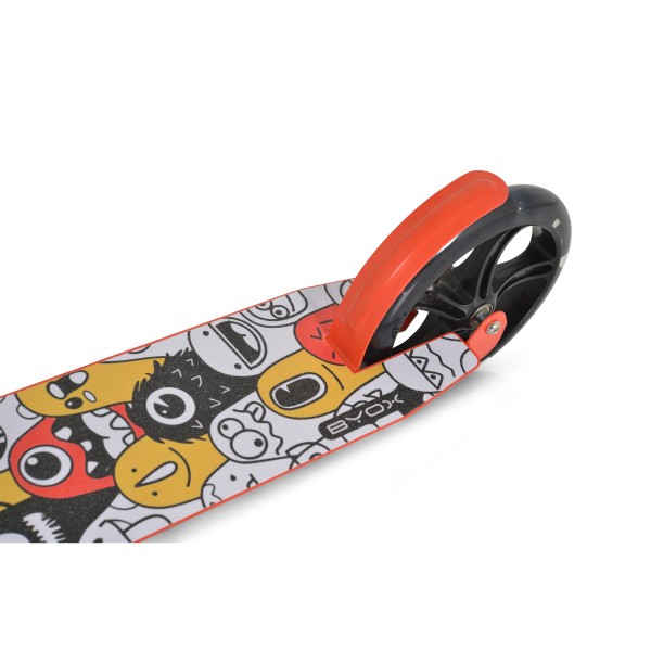 Trotineta Pliabila Byox Monster Red, 6+ Ani, Roti LED 200 mm, Ghidon Reglabil 84-97 cm, ABEC-7, Max 100 kg