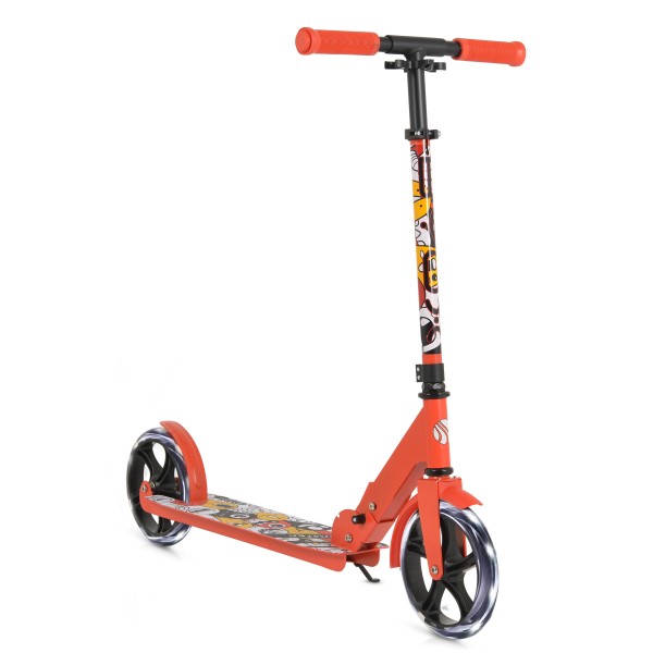 Trotineta Pliabila Byox Monster Red, 6+ Ani, Roti LED 200 mm, Ghidon Reglabil 84-97 cm, ABEC-7, Max 100 kg