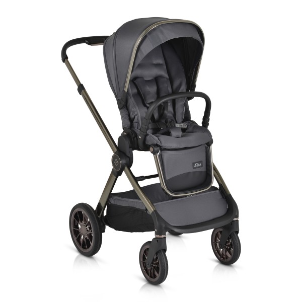 Cărucior 2in1 Cangaroo I Click Gray, Cadru Aluminiu, Pliere One Touch, Scaun Reversibil, Coș Nou-Născut Inclus, 0-4 Ani