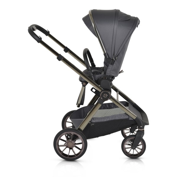 Cărucior 2in1 Cangaroo I Click Gray, Cadru Aluminiu, Pliere One Touch, Scaun Reversibil, Coș Nou-Născut Inclus, 0-4 Ani