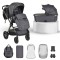 Cărucior 2in1 Cangaroo I Click Gray, Cadru Aluminiu, Pliere One Touch, Scaun Reversibil, Coș Nou-Născut Inclus, 0-4 Ani