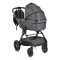 Cărucior 2in1 Cangaroo I Click Gray, Cadru Aluminiu, Pliere One Touch, Scaun Reversibil, Coș Nou-Născut Inclus, 0-4 Ani