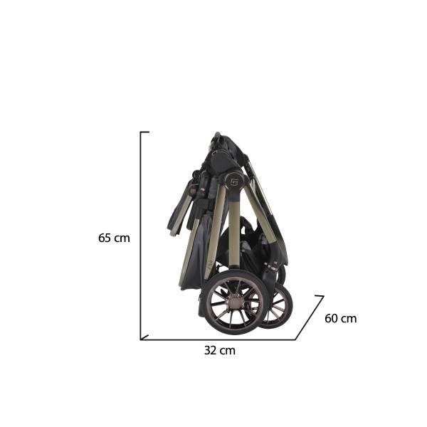 Cărucior 2in1 Cangaroo I Click Gray, Cadru Aluminiu, Pliere One Touch, Scaun Reversibil, Coș Nou-Născut Inclus, 0-4 Ani