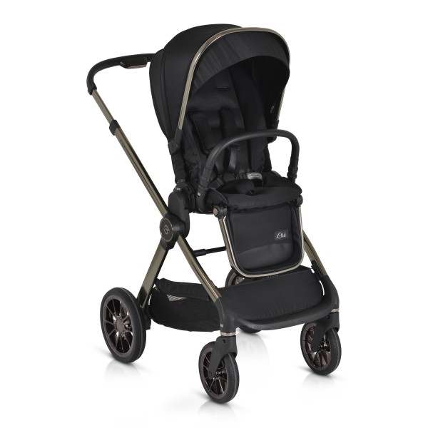 Cărucior 2in1 Cangaroo I Click Black, Cadru Aluminiu, Pliere One Touch, Scaun Reversibil, Coș Nou-Născut Inclus, 0-4 Ani