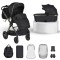 Cărucior 2in1 Cangaroo I Click Black, Cadru Aluminiu, Pliere One Touch, Scaun Reversibil, Coș Nou-Născut Inclus, 0-4 Ani