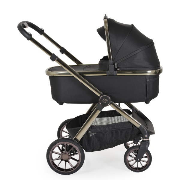 Cărucior 2in1 Cangaroo I Click Black, Cadru Aluminiu, Pliere One Touch, Scaun Reversibil, Coș Nou-Născut Inclus, 0-4 Ani