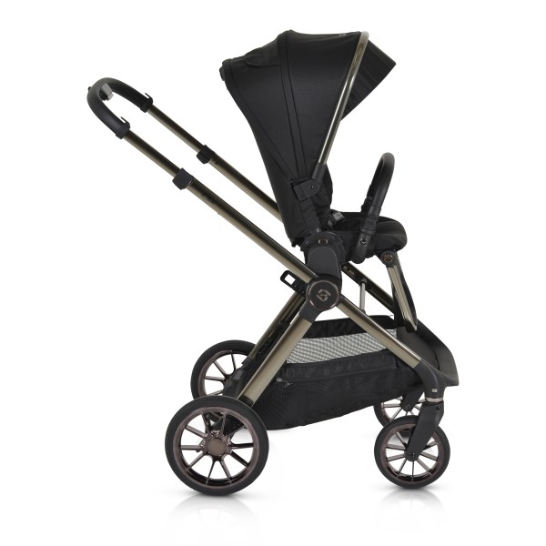 Cărucior 2in1 Cangaroo I Click Black, Cadru Aluminiu, Pliere One Touch, Scaun Reversibil, Coș Nou-Născut Inclus, 0-4 Ani
