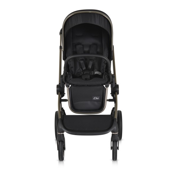 Cărucior 2in1 Cangaroo I Click Black, Cadru Aluminiu, Pliere One Touch, Scaun Reversibil, Coș Nou-Născut Inclus, 0-4 Ani