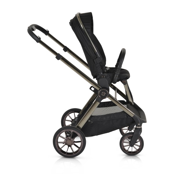 Cărucior 2in1 Cangaroo I Click Black, Cadru Aluminiu, Pliere One Touch, Scaun Reversibil, Coș Nou-Născut Inclus, 0-4 Ani