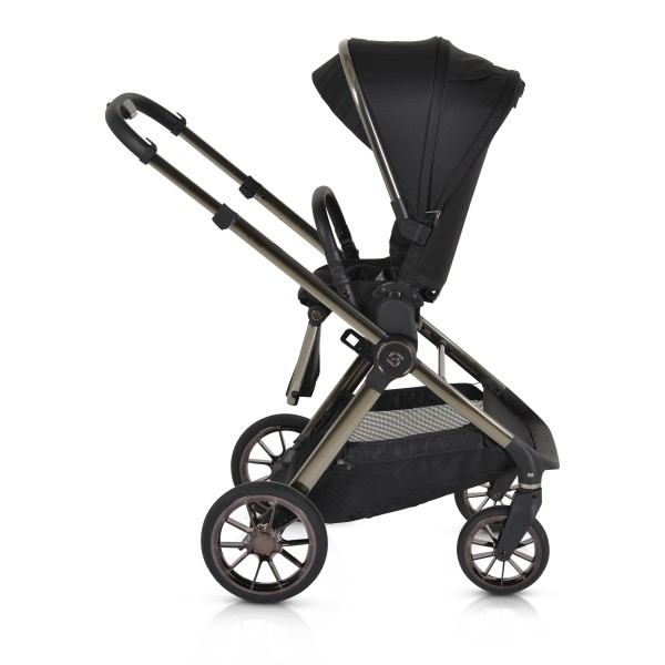 Cărucior 2in1 Cangaroo I Click Black, Cadru Aluminiu, Pliere One Touch, Scaun Reversibil, Coș Nou-Născut Inclus, 0-4 Ani