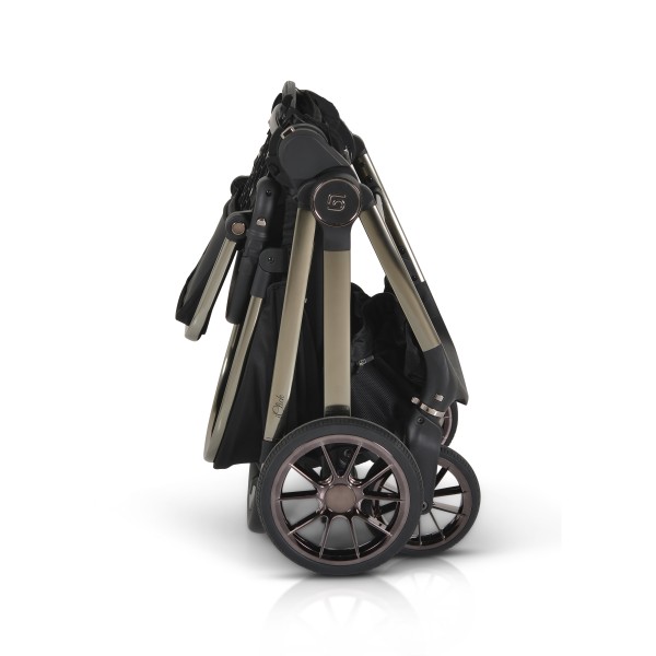 Cărucior 2in1 Cangaroo I Click Black, Cadru Aluminiu, Pliere One Touch, Scaun Reversibil, Coș Nou-Născut Inclus, 0-4 Ani