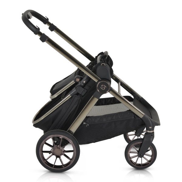 Cărucior 2in1 Cangaroo I Click Black, Cadru Aluminiu, Pliere One Touch, Scaun Reversibil, Coș Nou-Născut Inclus, 0-4 Ani