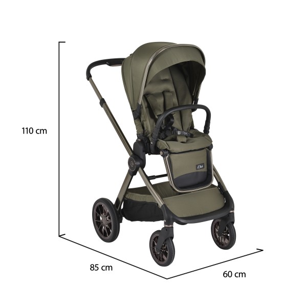 Cărucior 2in1 Cangaroo I Click Green, Cadru Aluminiu, Pliere One Touch, Scaun Reversibil, Coș Nou-Născut Inclus, 0-4 Ani