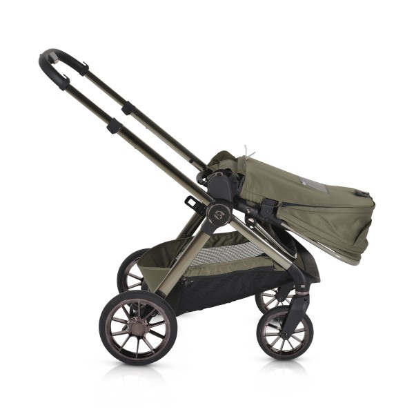 Cărucior 2in1 Cangaroo I Click Green, Cadru Aluminiu, Pliere One Touch, Scaun Reversibil, Coș Nou-Născut Inclus, 0-4 Ani