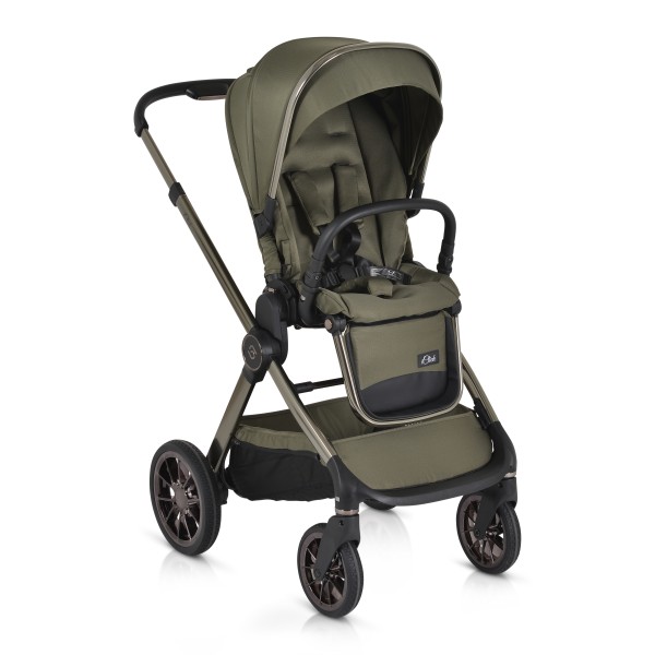 Cărucior 2in1 Cangaroo I Click Green, Cadru Aluminiu, Pliere One Touch, Scaun Reversibil, Coș Nou-Născut Inclus, 0-4 Ani