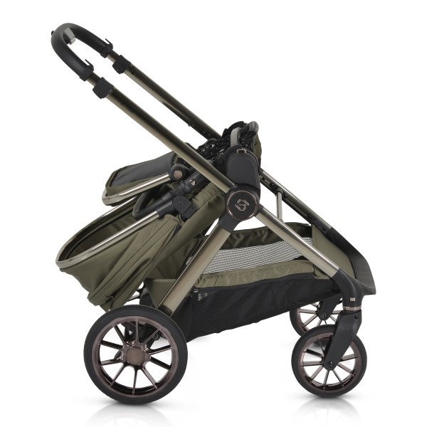 Cărucior 2in1 Cangaroo I Click Green, Cadru Aluminiu, Pliere One Touch, Scaun Reversibil, Coș Nou-Născut Inclus, 0-4 Ani