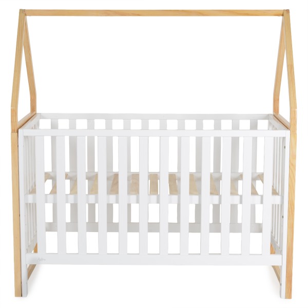 Pătuț Bebeluși Cangaroo Astra Tip Căsuță 120x60 cm, Lemn Masiv Pin, 3 Nivele Saltea