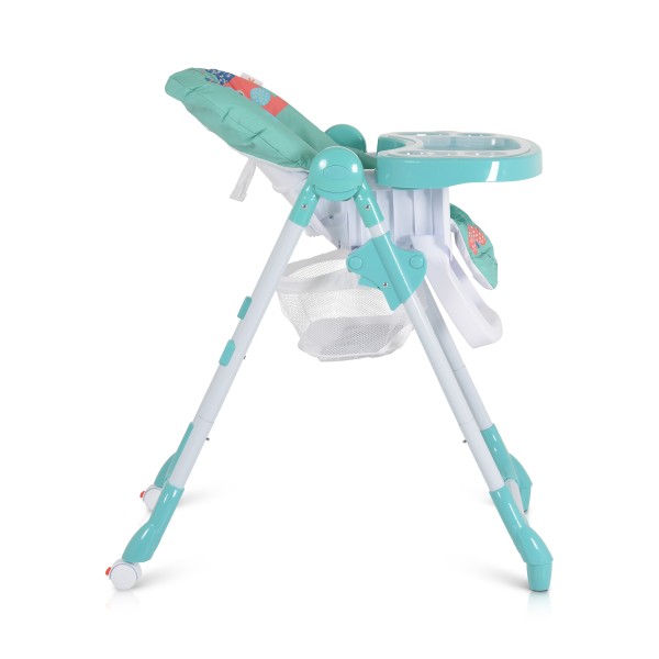 Scaun de masă copii 6–36 luni, Cangaroo Kimchi Turquoise reglabil pe înălțime, spătar înclinabil, tavă dublă, centură 5 puncte