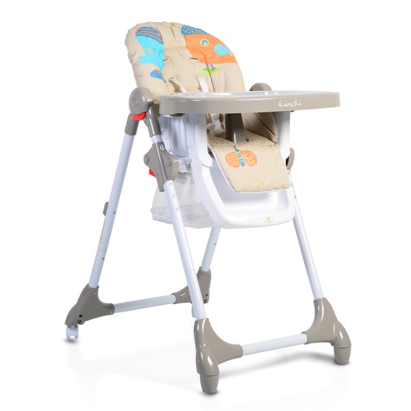 Scaun de masă copii 6–36 luni, Cangaroo Kimchi Khaki reglabil pe înălțime, spătar înclinabil, tavă dublă, centură 5 puncte