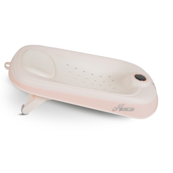Suport de baie bebe Cangaroo Havana Pink cu termometru, pliabil, antiderapant, reglabil, 0–12 luni