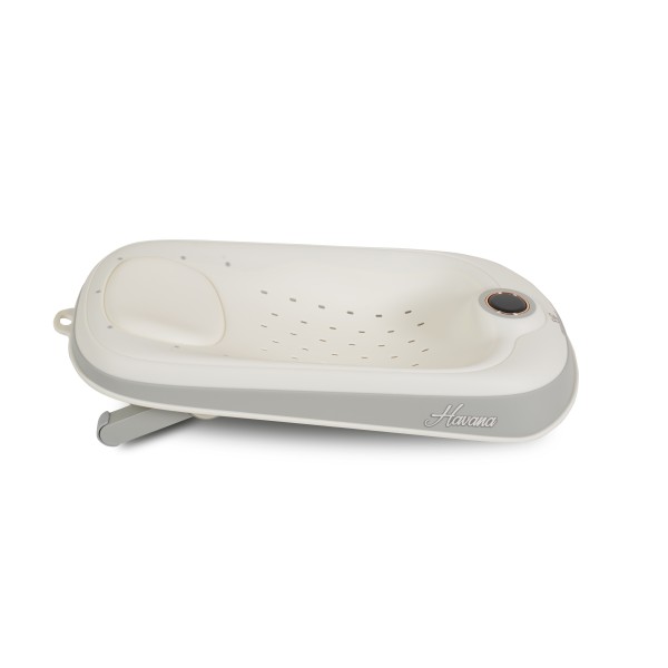 Suport de baie bebe Cangaroo Havana White cu termometru, pliabil, antiderapant, reglabil, 0–12 luni