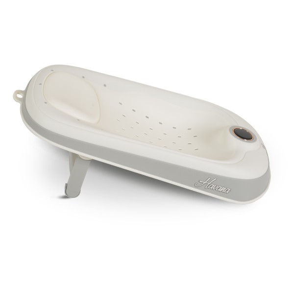 Suport de baie bebe Cangaroo Havana White cu termometru, pliabil, antiderapant, reglabil, 0–12 luni