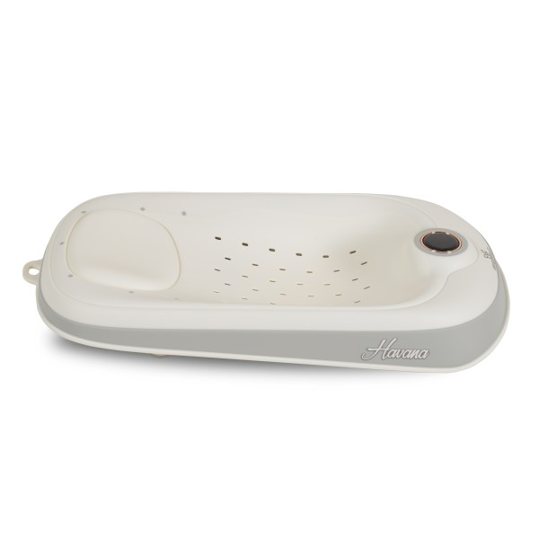 Suport de baie bebe Cangaroo Havana White cu termometru, pliabil, antiderapant, reglabil, 0–12 luni