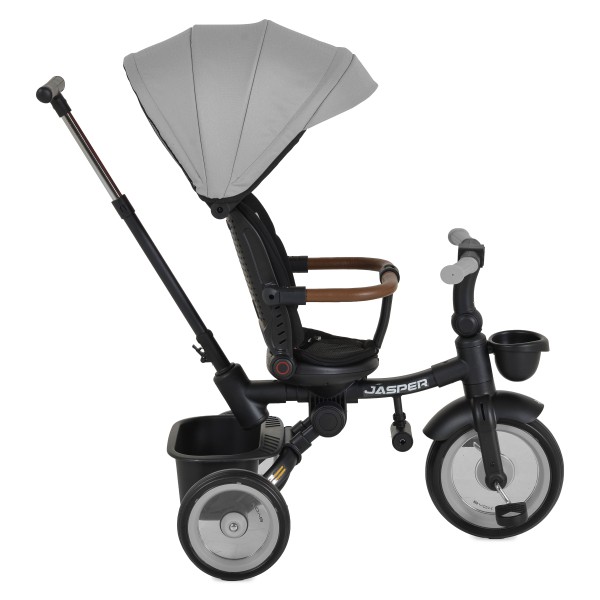 Tricicleta Pliabila cu maner, 1-5 Ani, Byox Jasper Grey, scaun reversibil 360 grade si pozitie de somn, Dimensiune pliat 70 x 50 x 55 cm