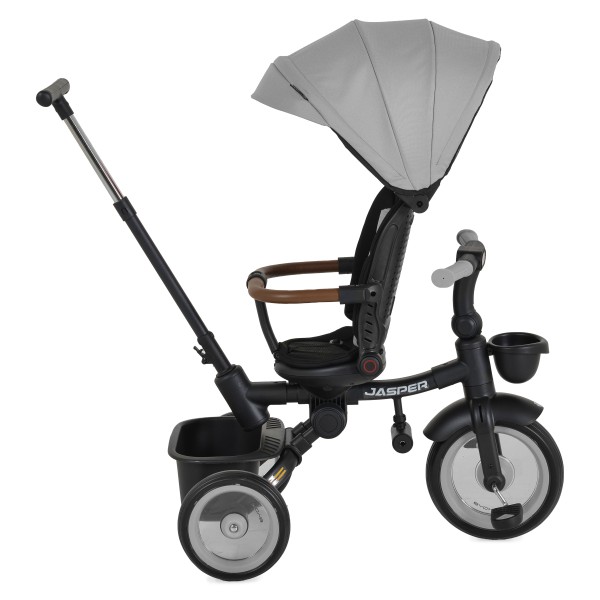 Tricicleta Pliabila cu maner, 1-5 Ani, Byox Jasper Grey, scaun reversibil 360 grade si pozitie de somn, Dimensiune pliat 70 x 50 x 55 cm